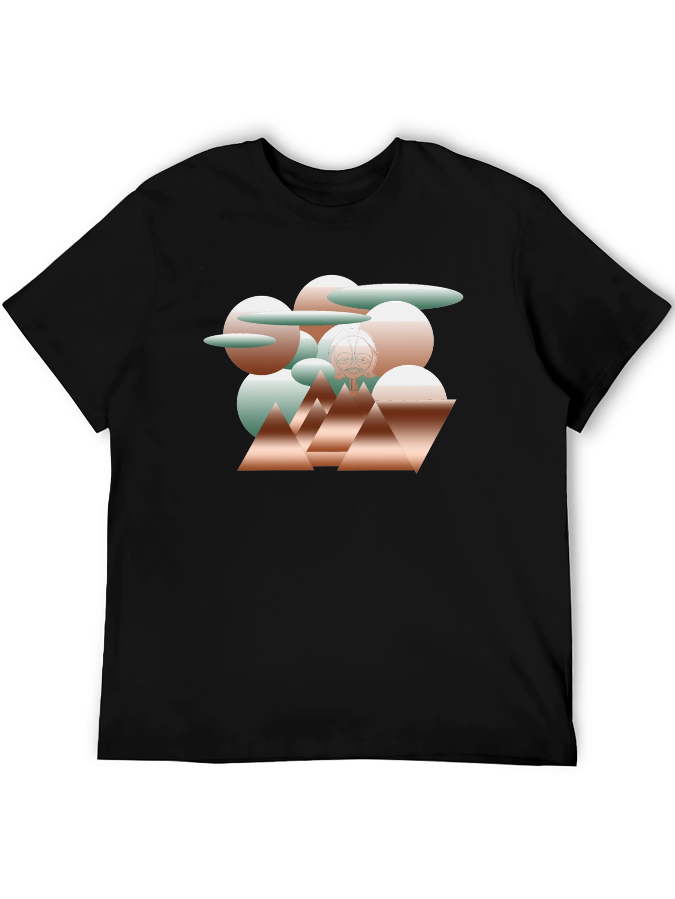 Abstract Geometric Print Black T-Shirt