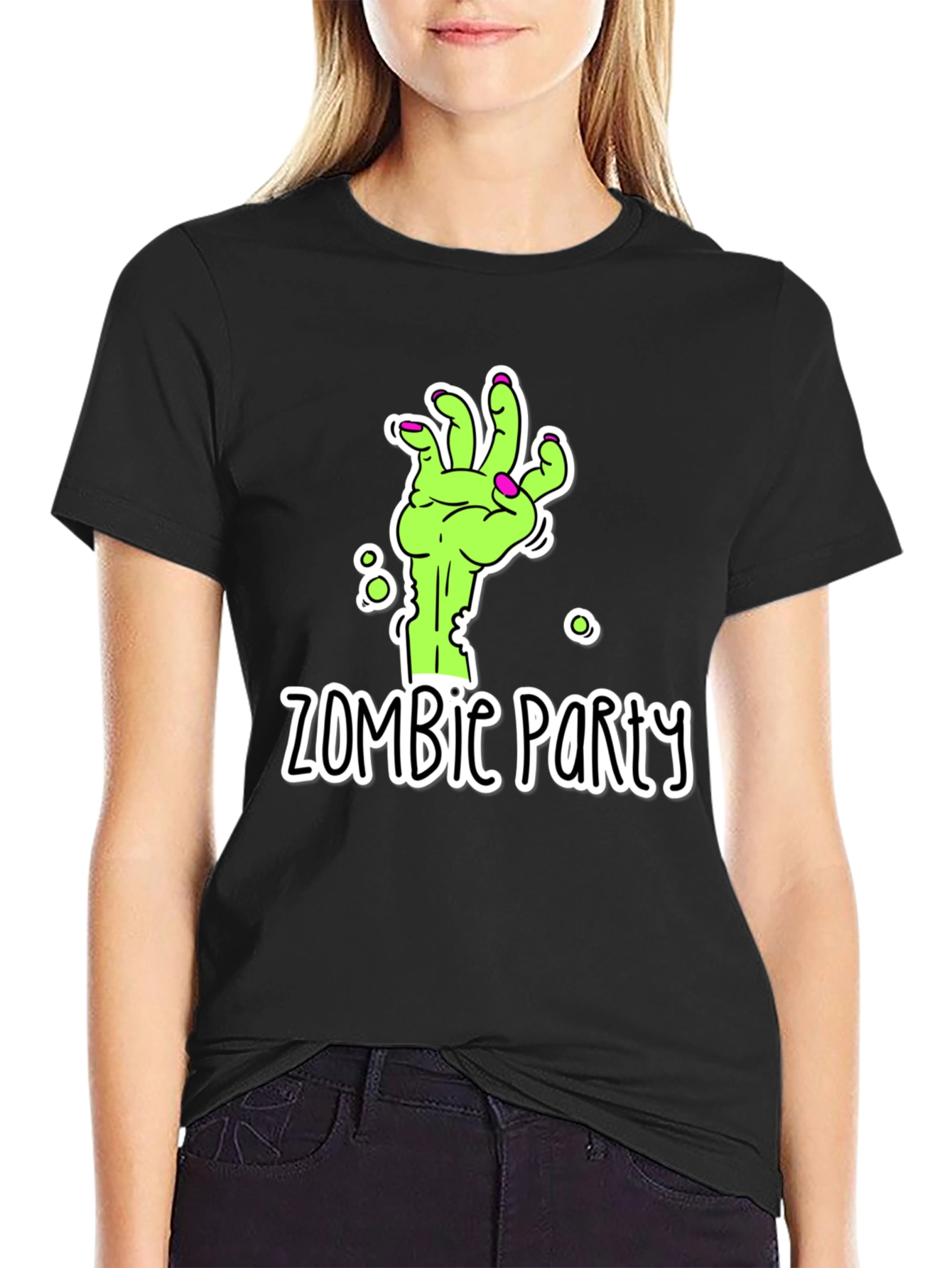 Zombie Party T-Shirt - Green Hand Graphic