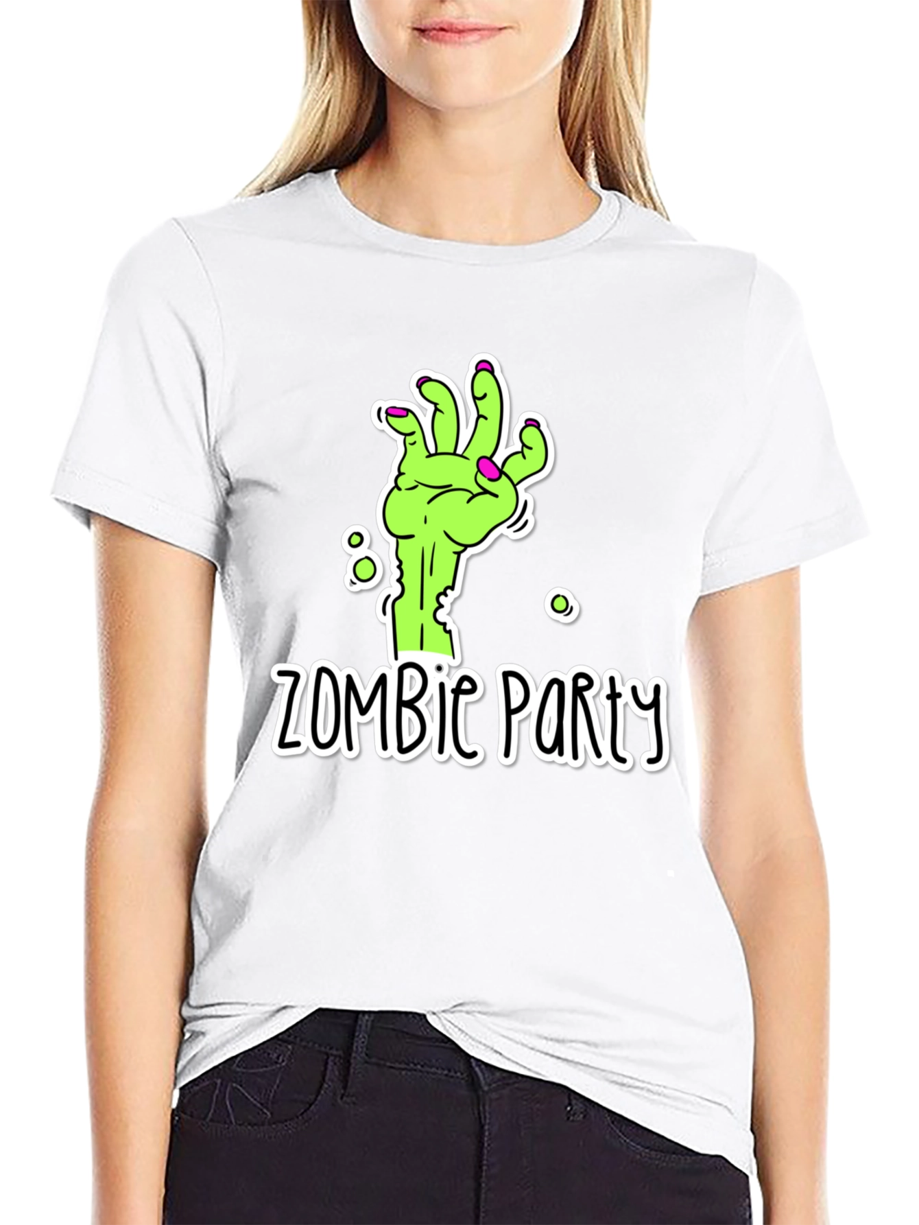 Zombie Party T-Shirt - Green Hand Graphic
