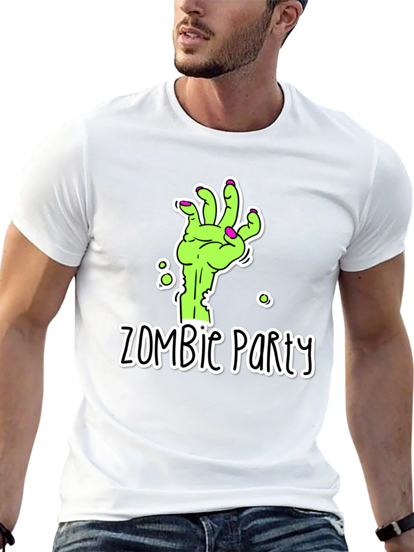 Zombie Party T-Shirt - Green Hand Graphic