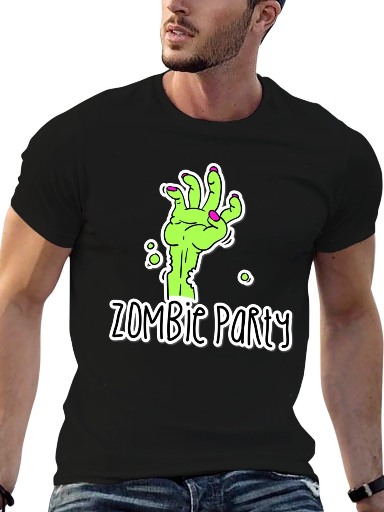 Zombie Party T-Shirt - Green Hand Graphic