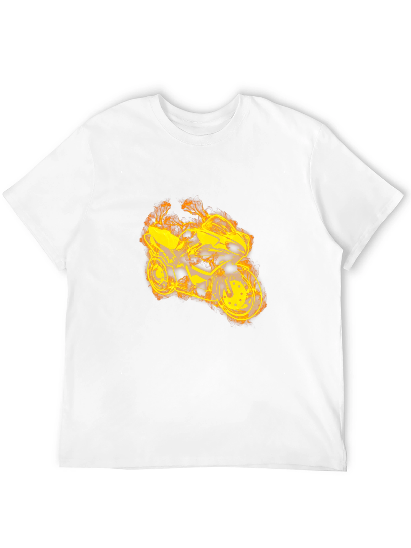 Fiery Motorcycle Graphic Tee - Black Cotton