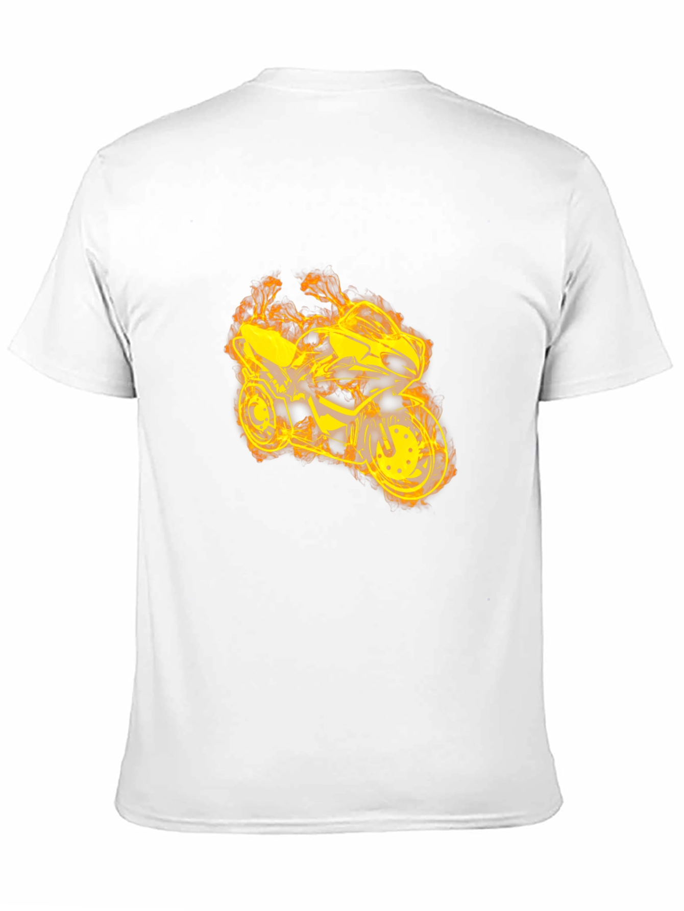 Fiery Motorcycle Graphic Tee - Black Cotton