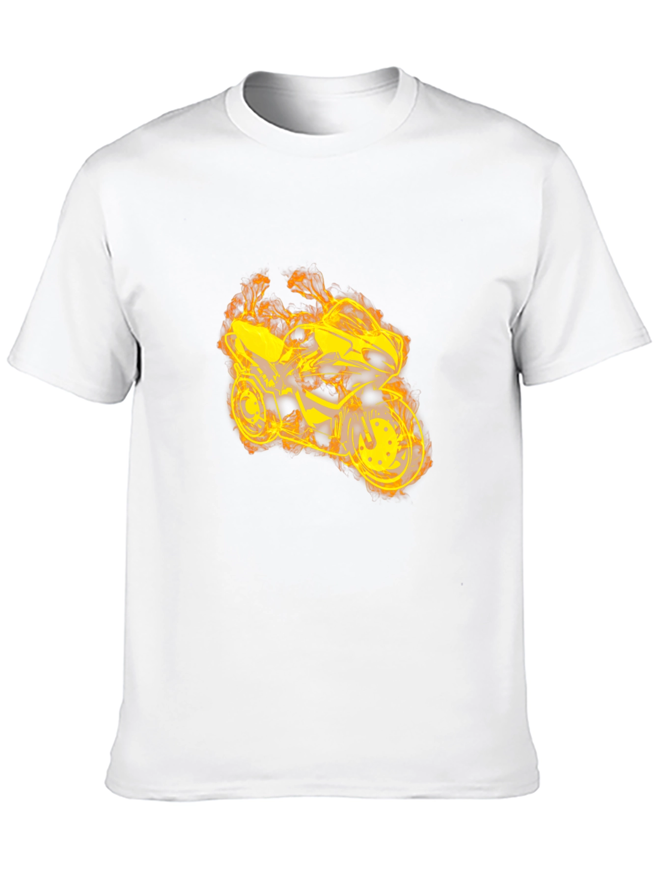 Fiery Motorcycle Graphic Tee - Black Cotton