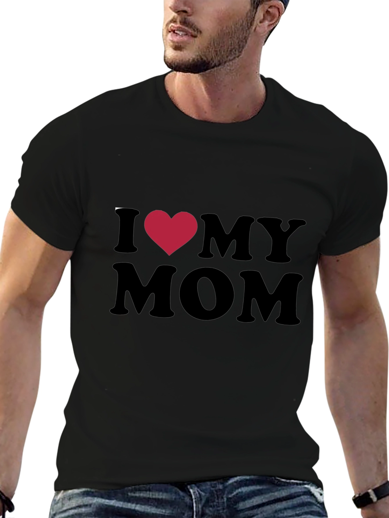 I Love My Mom T-Shirt - Black Cotton Tee