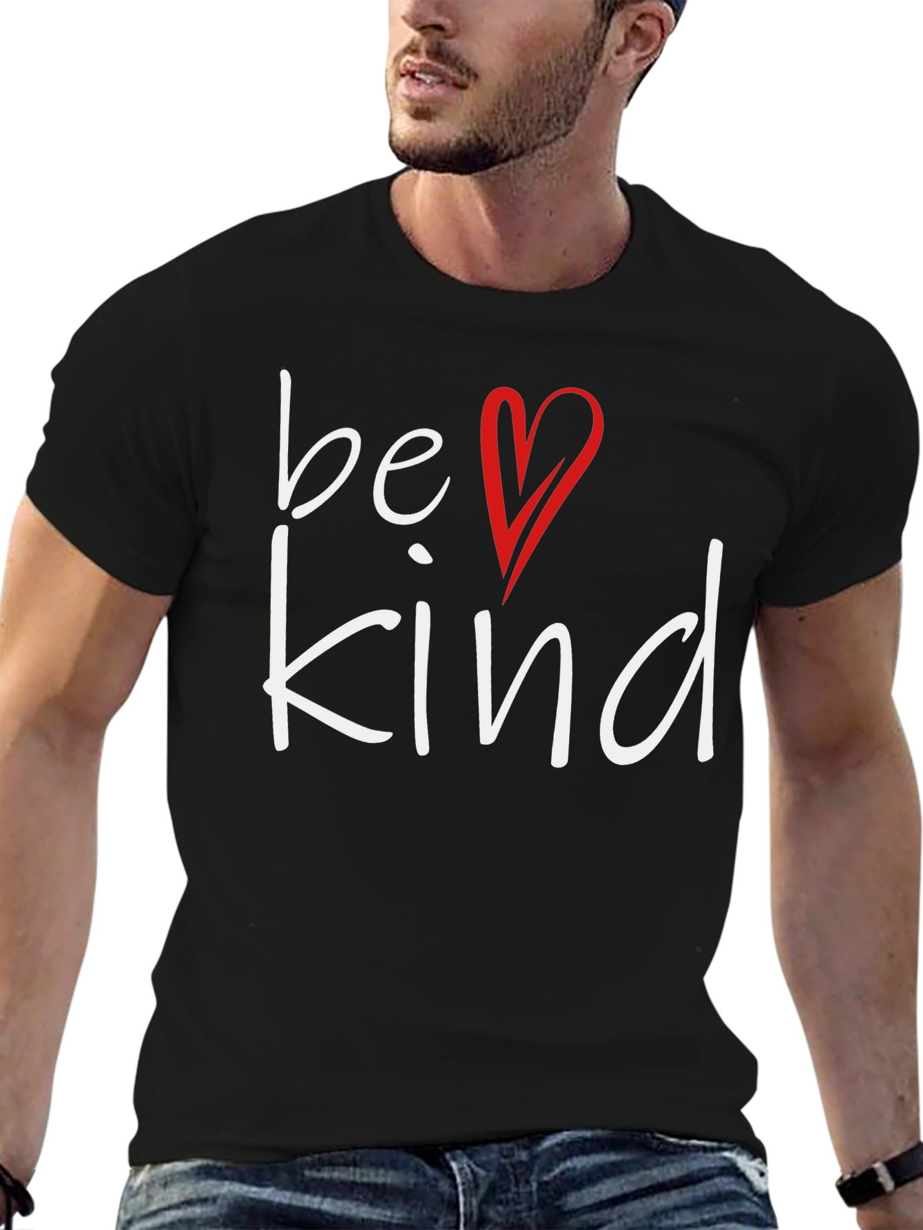 Be Kind T-Shirt: Heart Graphic Soft Cotton Blend