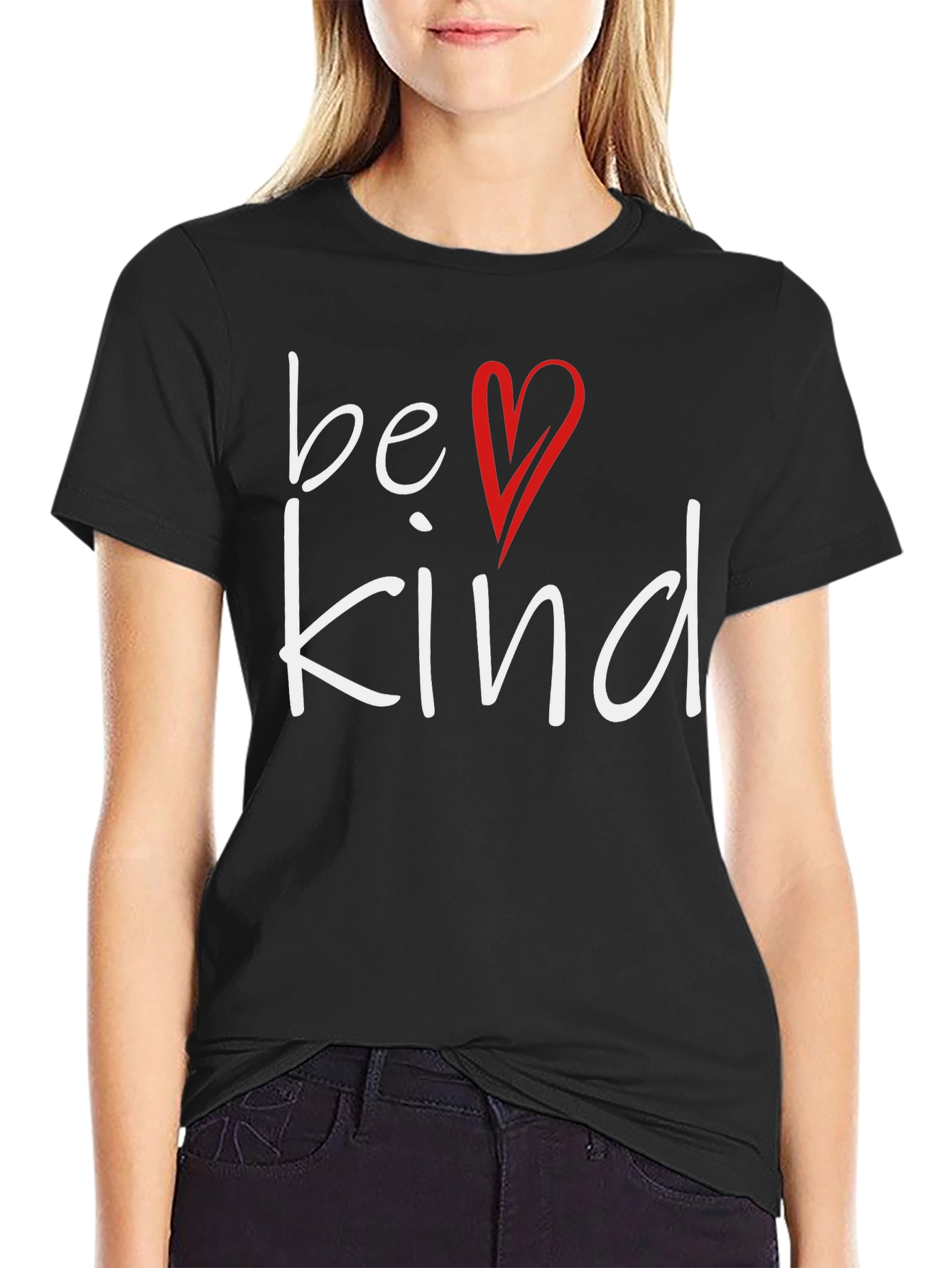 Be Kind T-Shirt: Heart Graphic Soft Cotton Blend