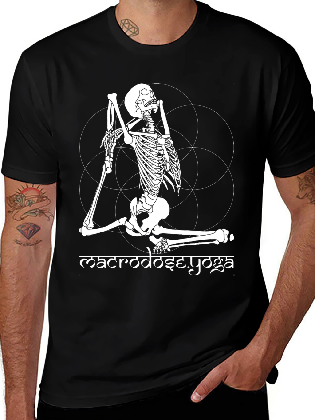 Macro Dose Yoga Skeleton Black T-Shirt