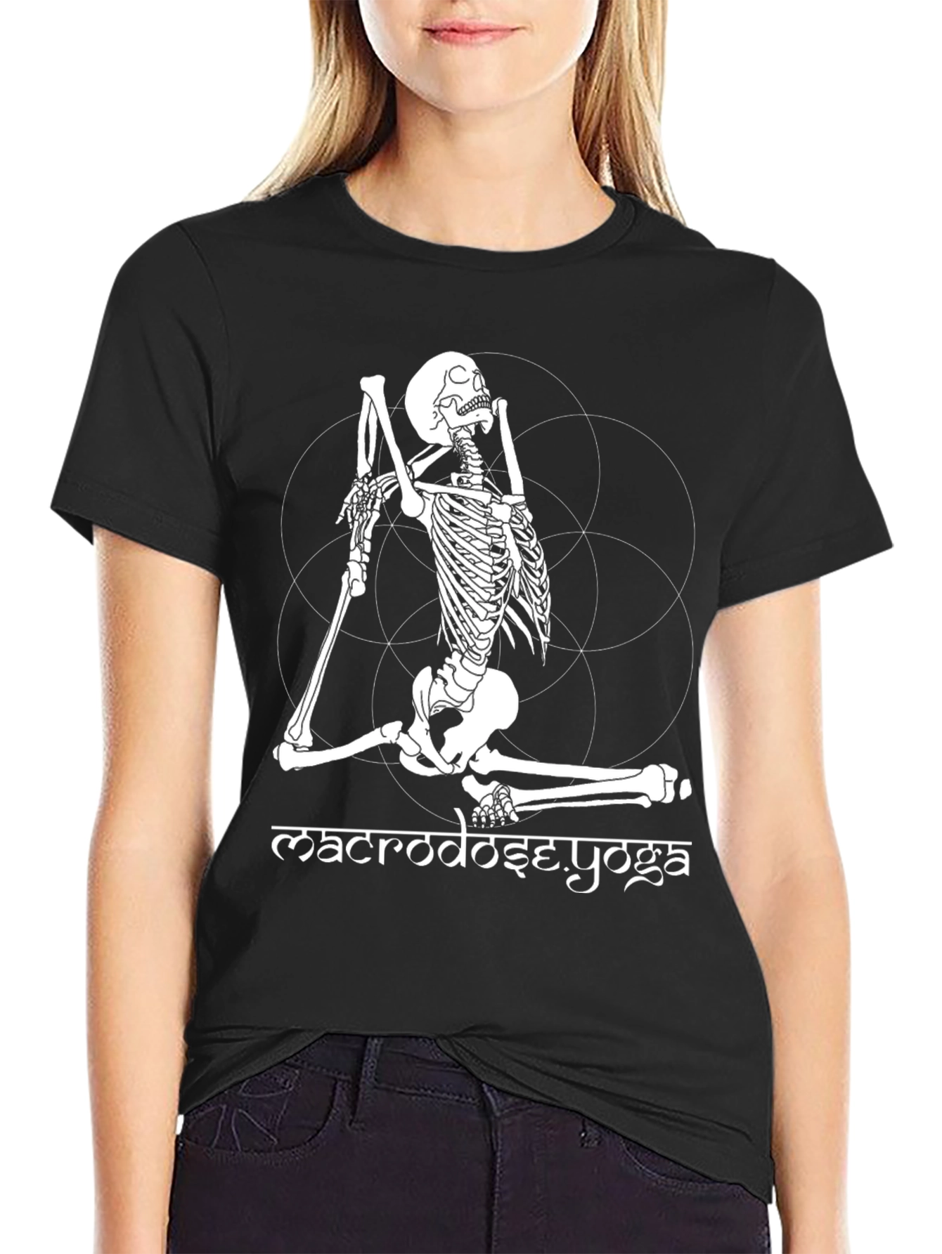 Macro Dose Yoga Skeleton Black T-Shirt
