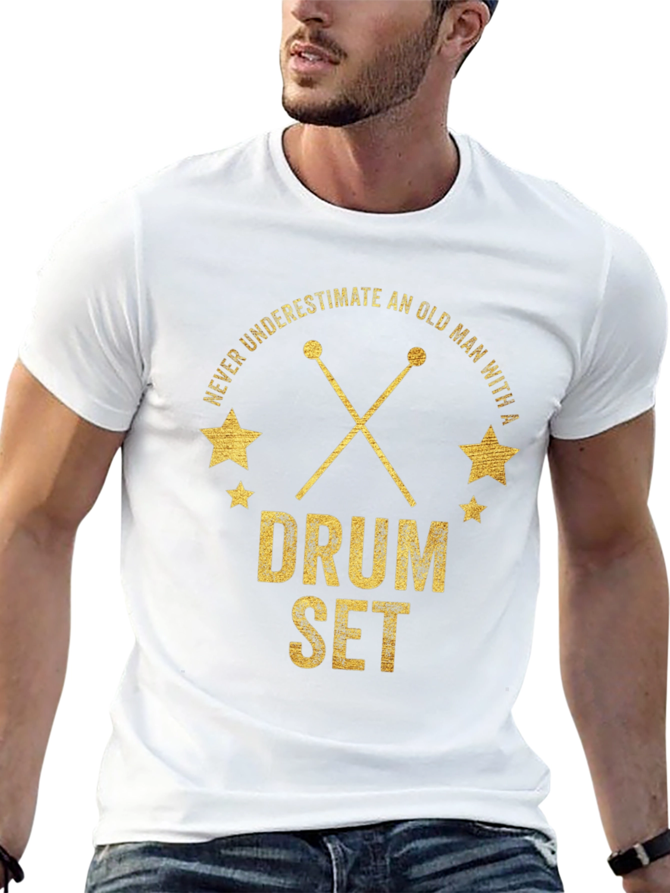 Never Underestimate Old Man Drum Set T-Shirt