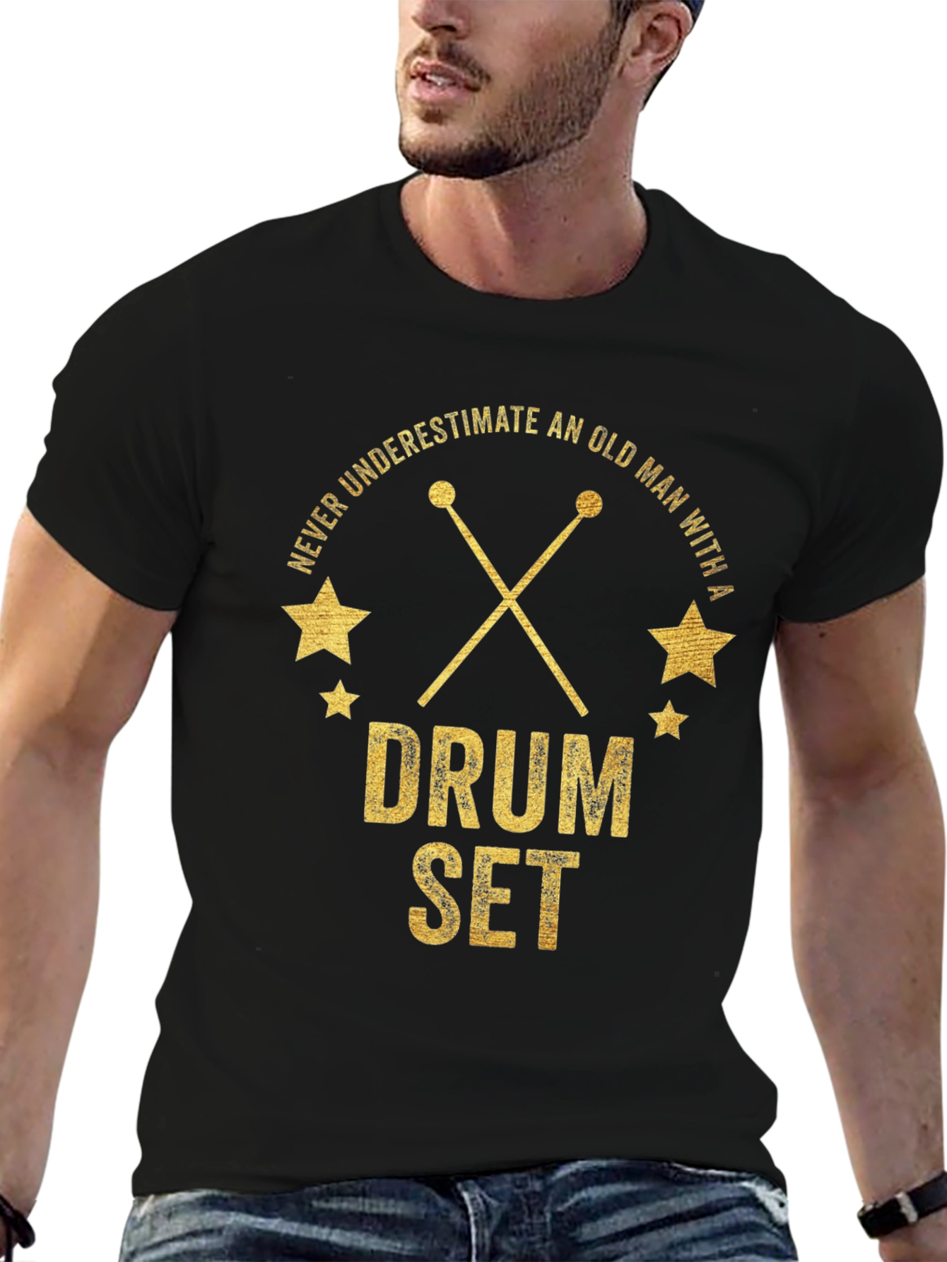 Never Underestimate Old Man Drum Set T-Shirt