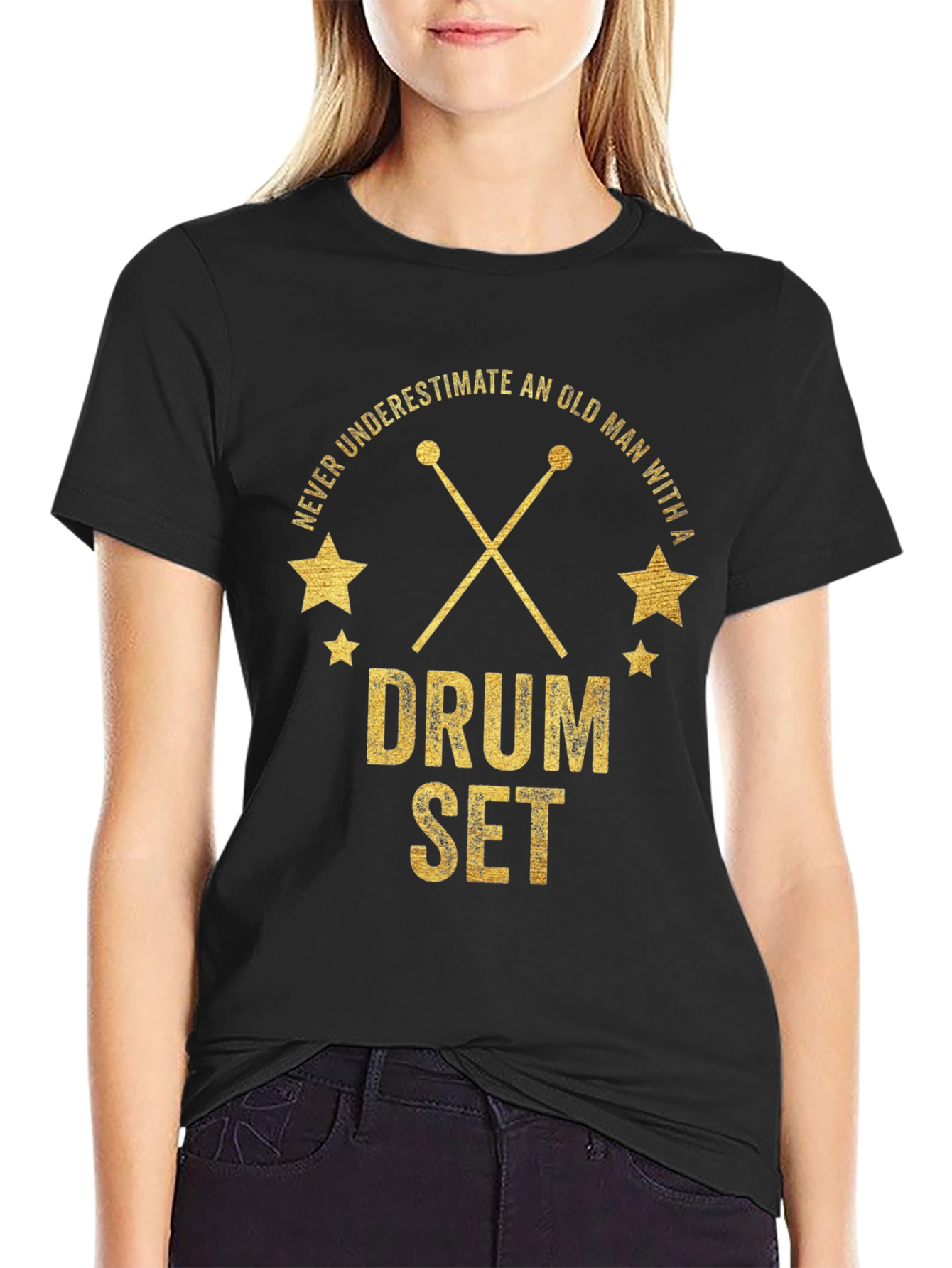 Never Underestimate Old Man Drum Set T-Shirt