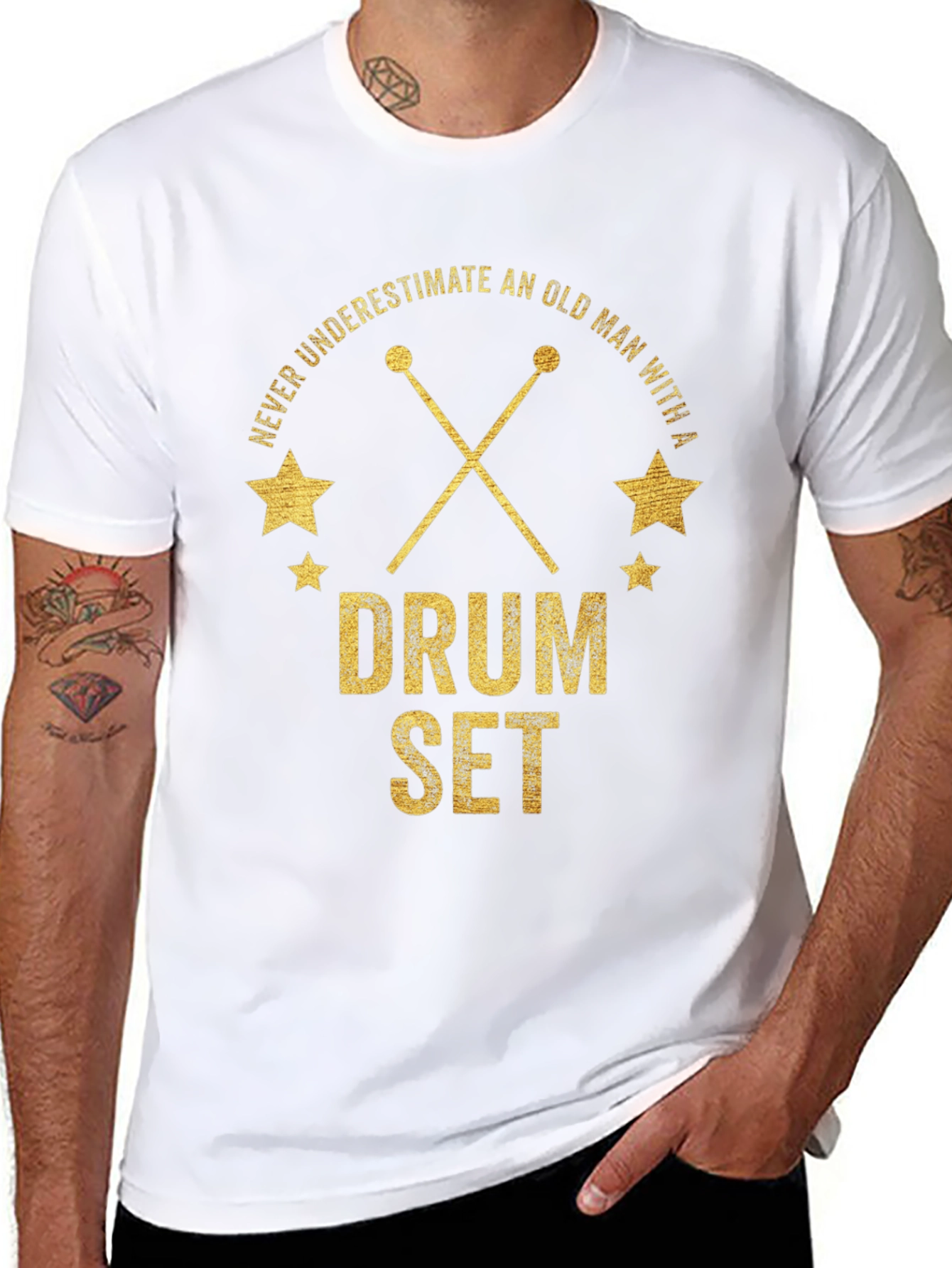 Never Underestimate Old Man Drum Set T-Shirt