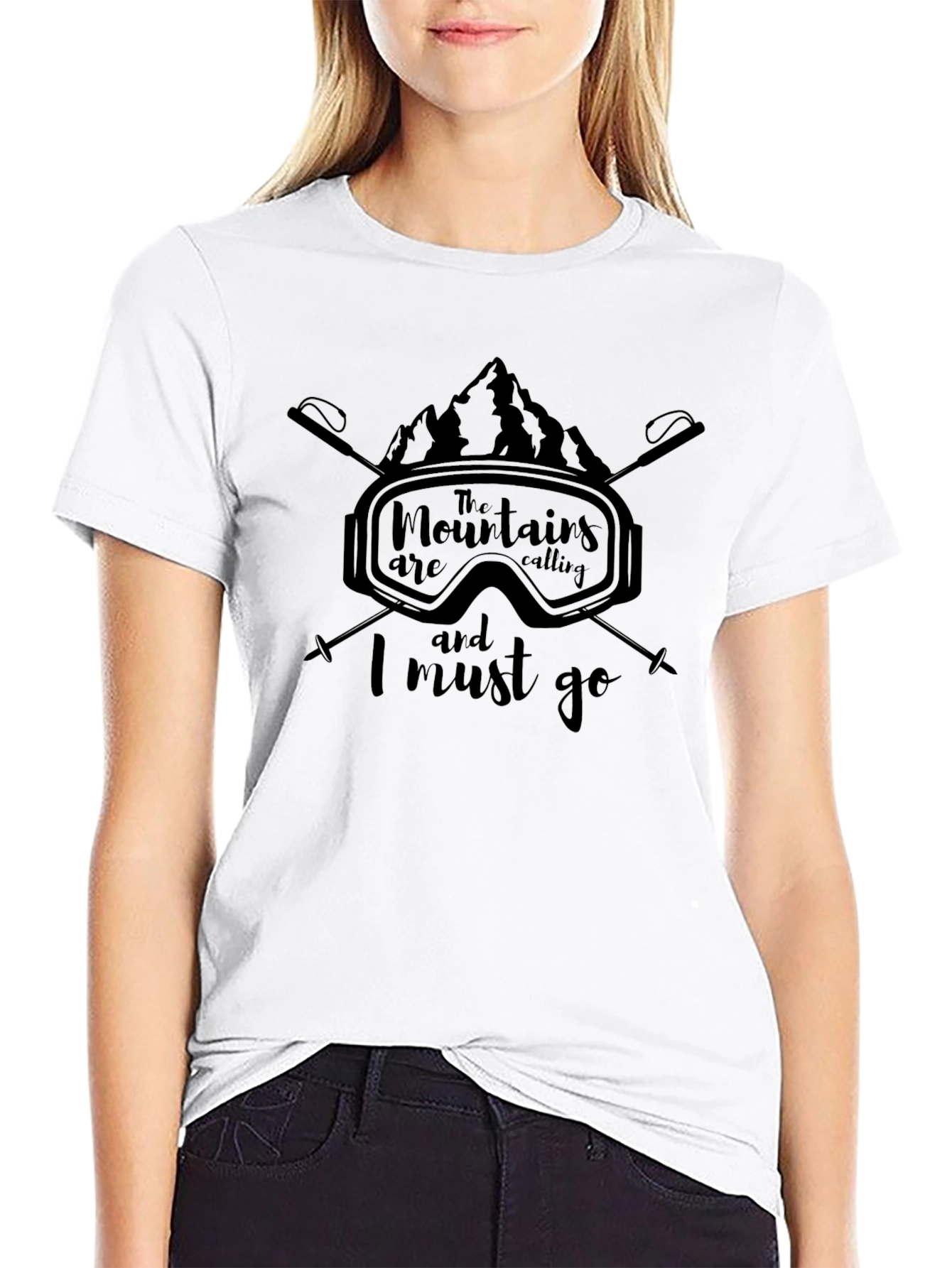 Mountains Are Calling Black Graphic Tee