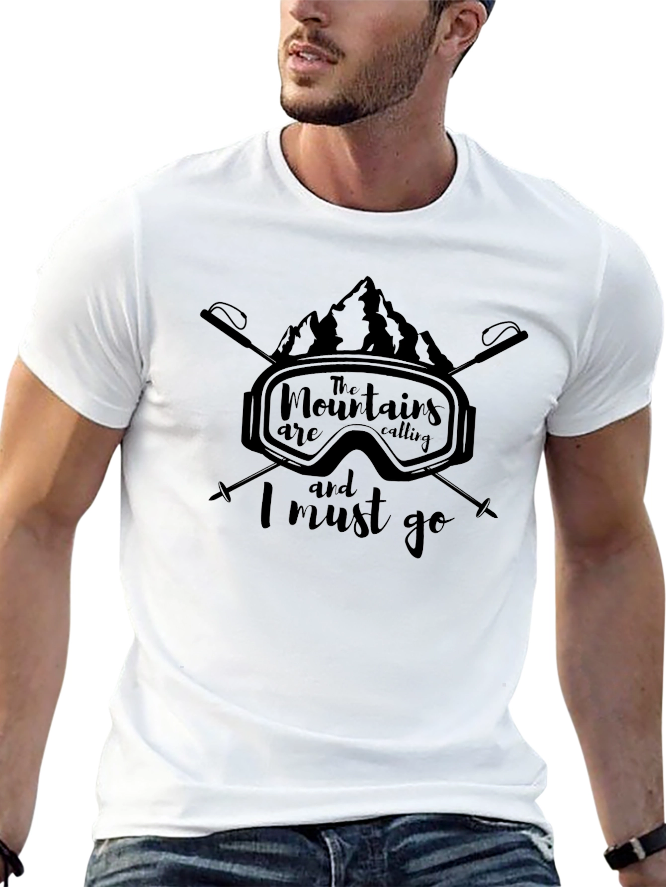 Mountains Are Calling Black Graphic Tee