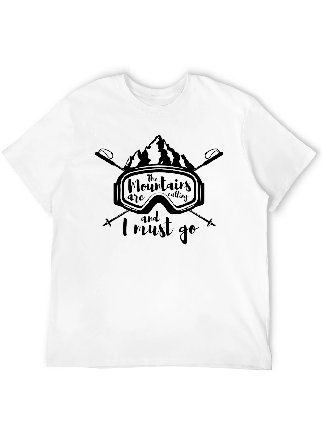 Mountains Are Calling Black Graphic Tee