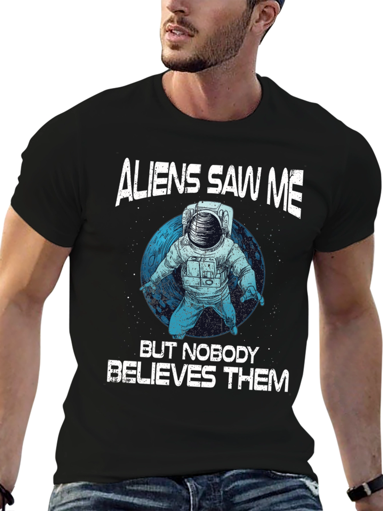 Aliens Saw Me Astronaut Graphic T-Shirt