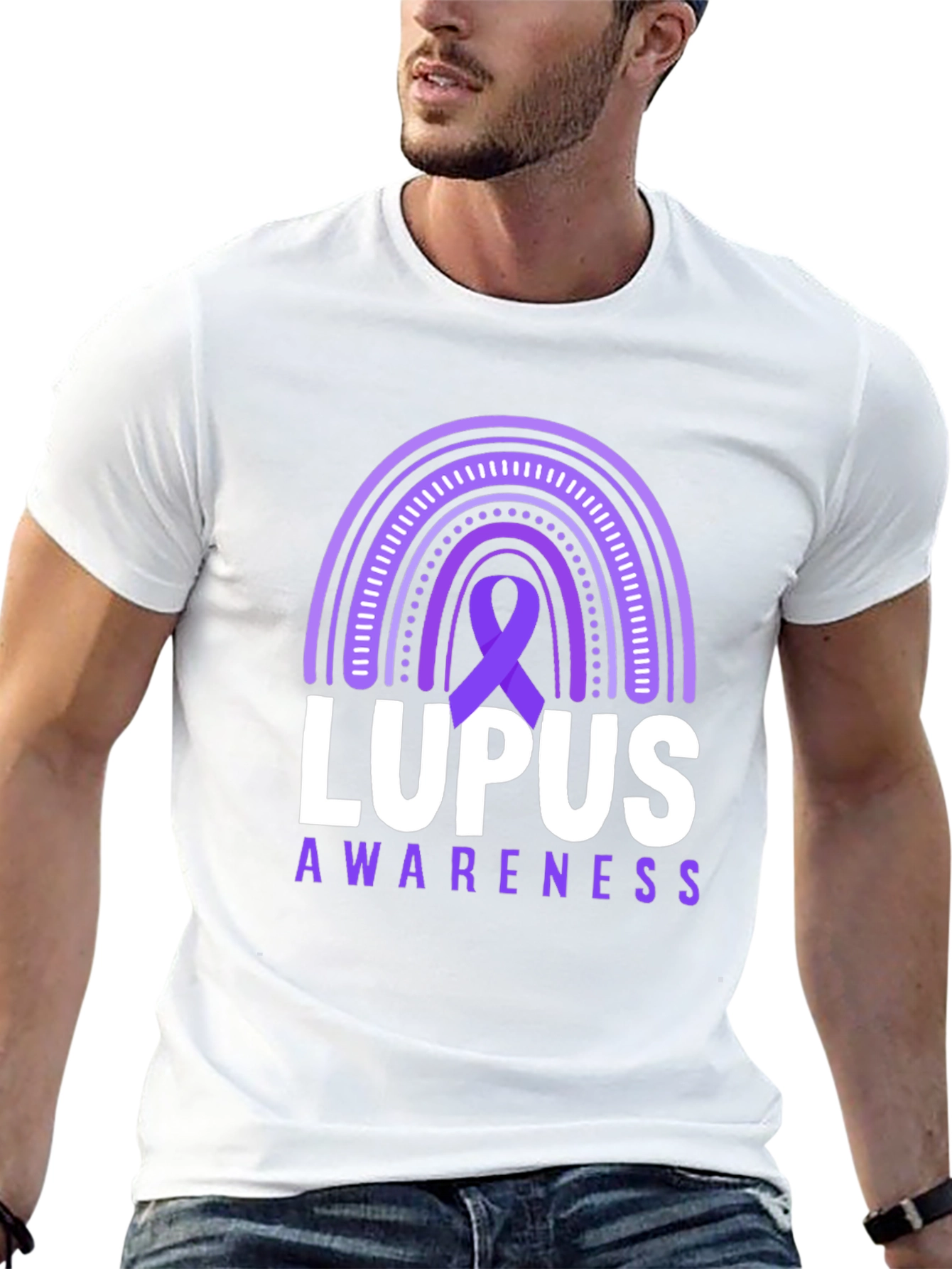 Lupus Awareness T-Shirt Purple Ribbon Rainbow Support