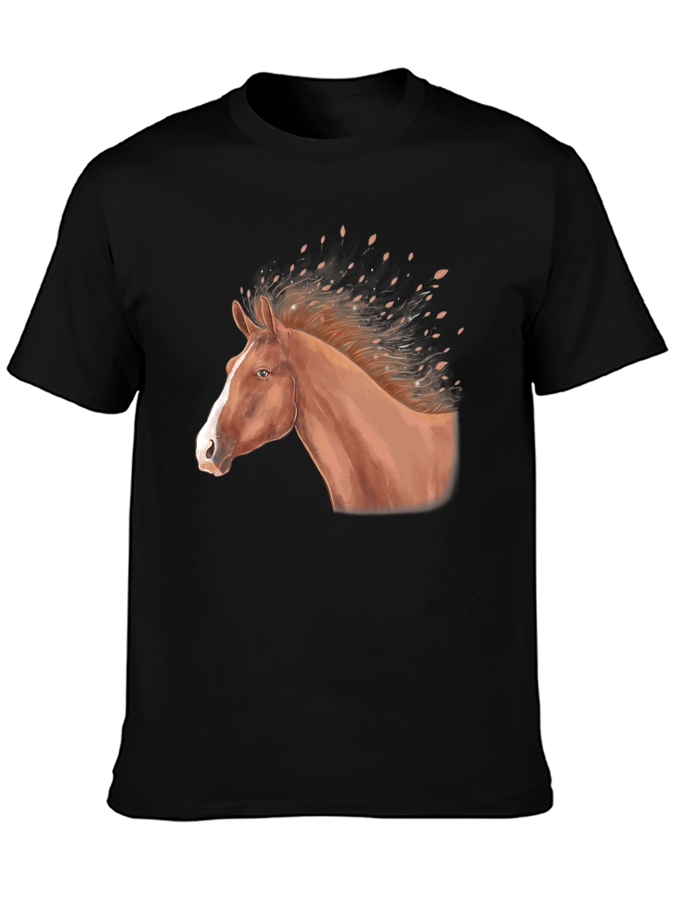 Horse Graphic Tee - Black Cotton Blend T-Shirt