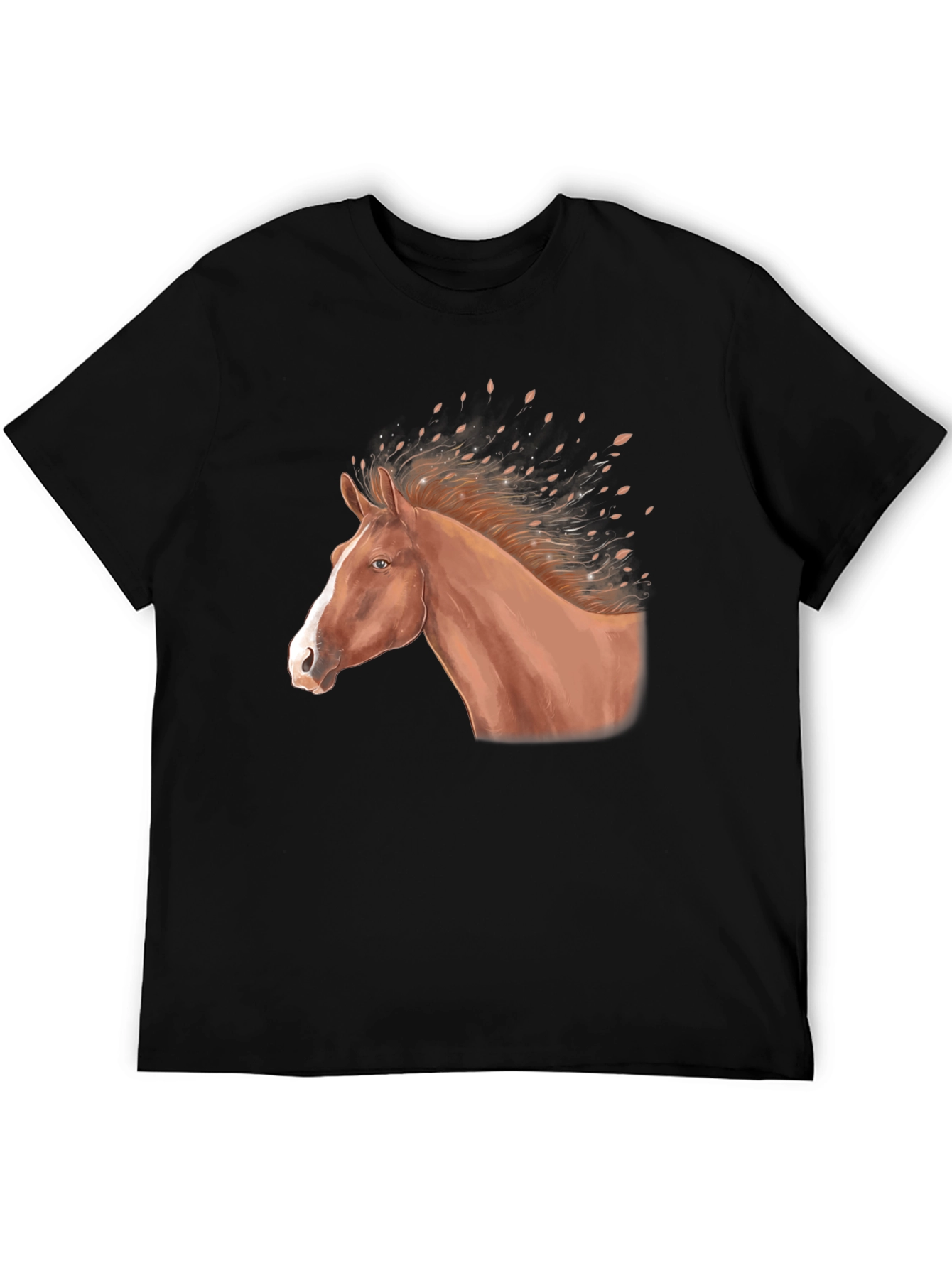 Horse Graphic Tee - Black Cotton Blend T-Shirt