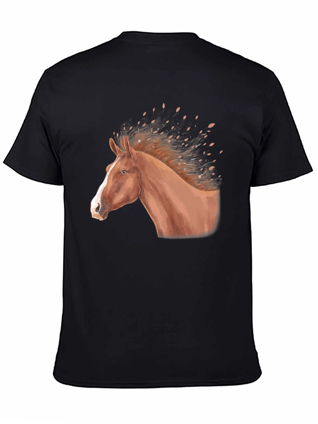 Horse Graphic Tee - Black Cotton Blend T-Shirt