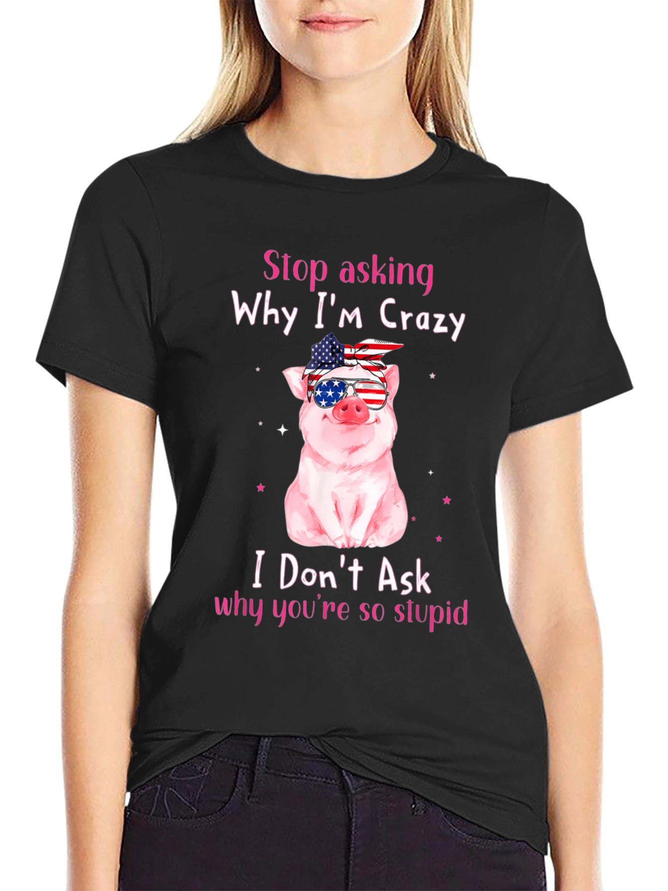 Crazy Pig USA Flag T-Shirt