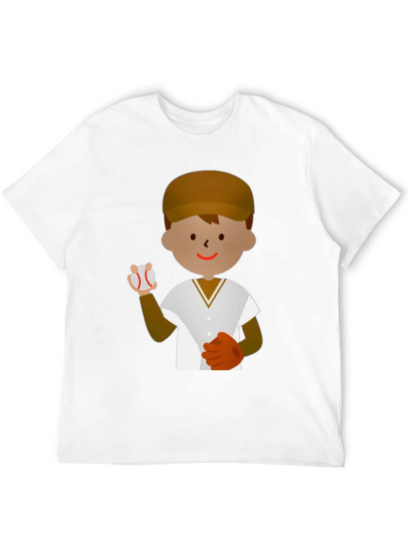 Cartoon Baseball Player T-Shirt - Black Cotton Tee