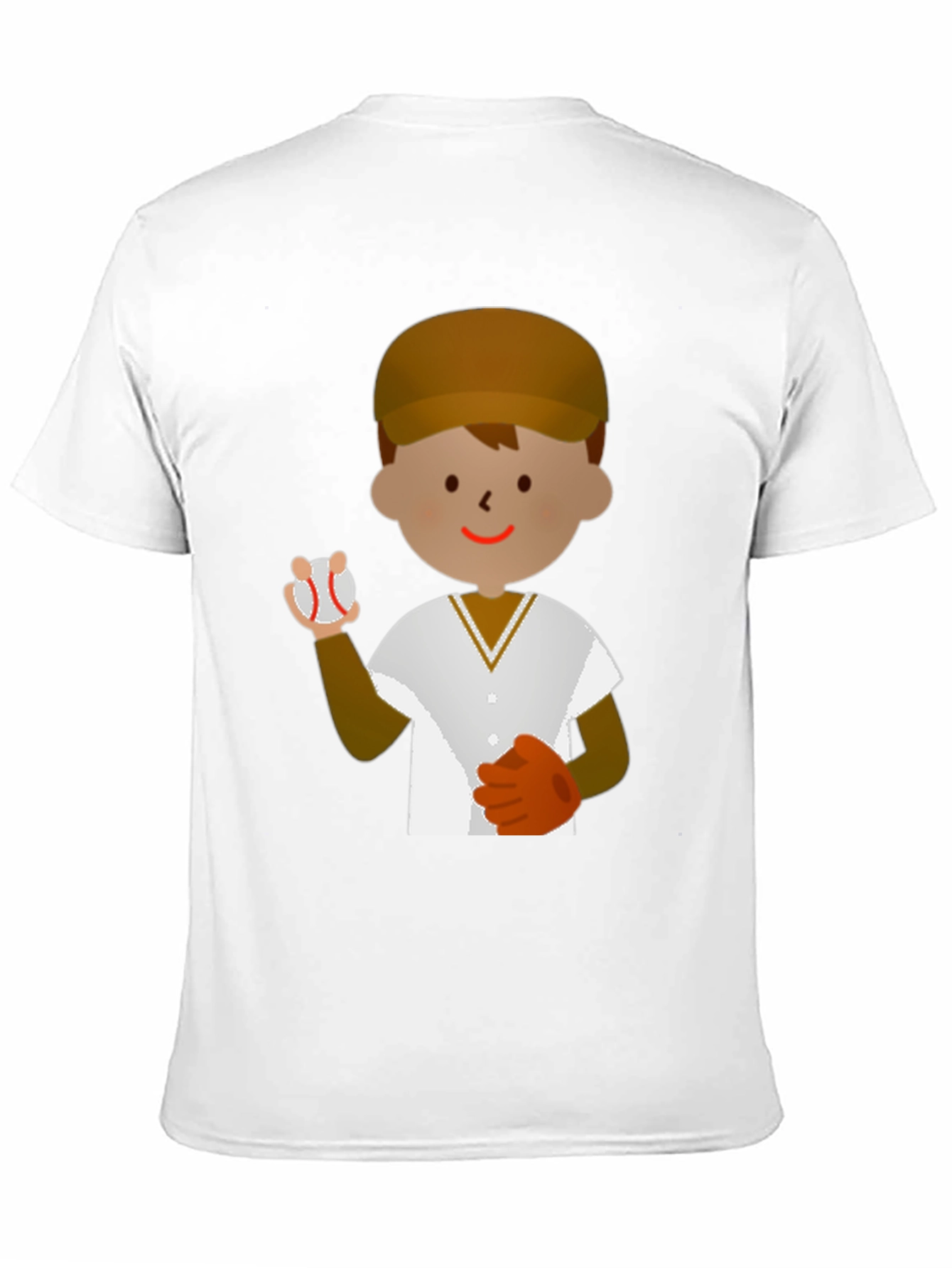 Cartoon Baseball Player T-Shirt - Black Cotton Tee