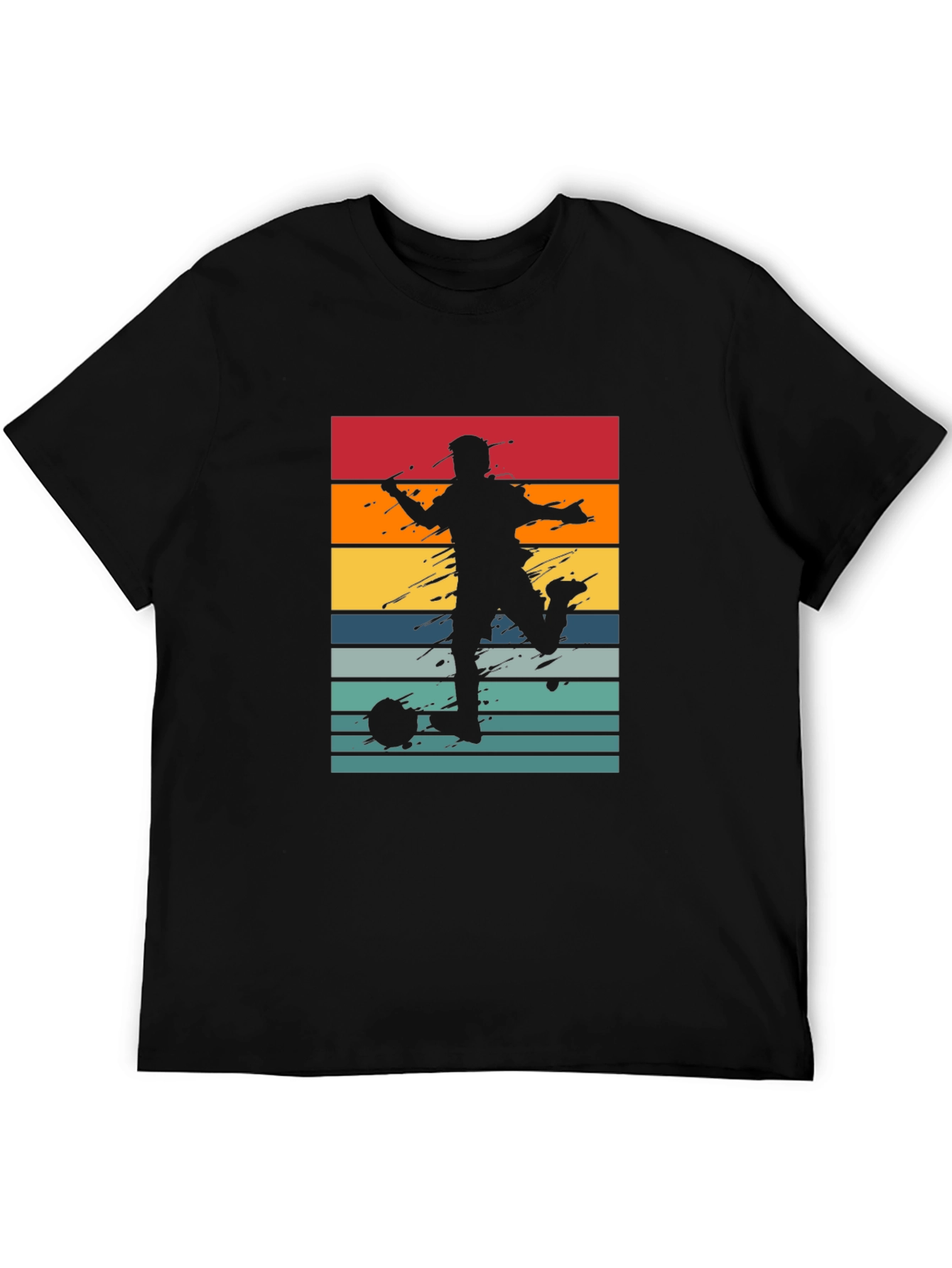 Retro Soccer Player T-Shirt - Black