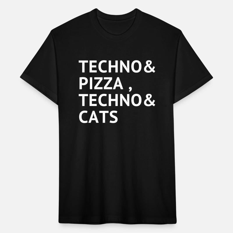techno pizza techno and cats new t-shirt raver