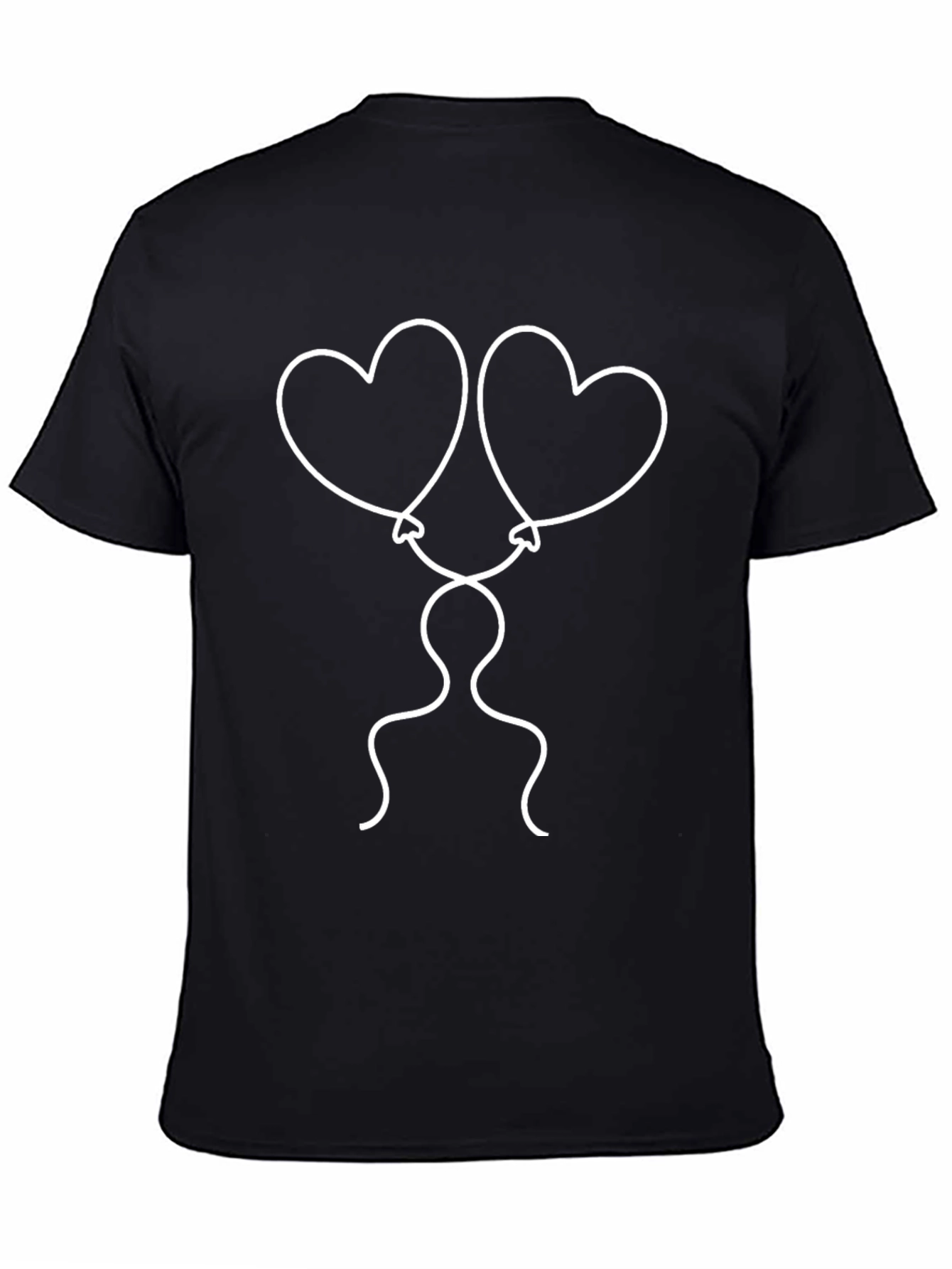 Heart Balloon Graphic Tee - Stylish Black T-Shirt