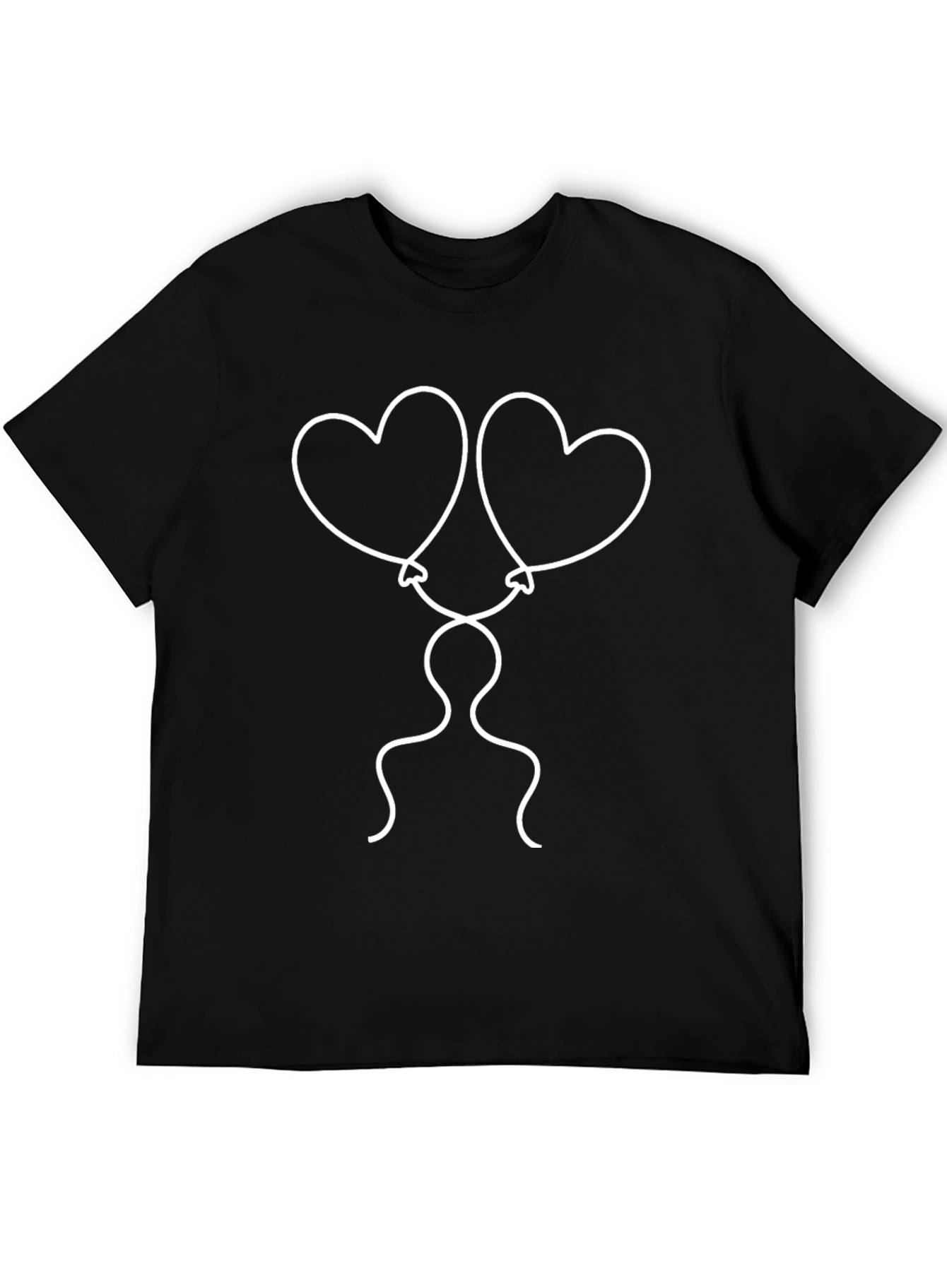 Heart Balloon Graphic Tee - Stylish Black T-Shirt