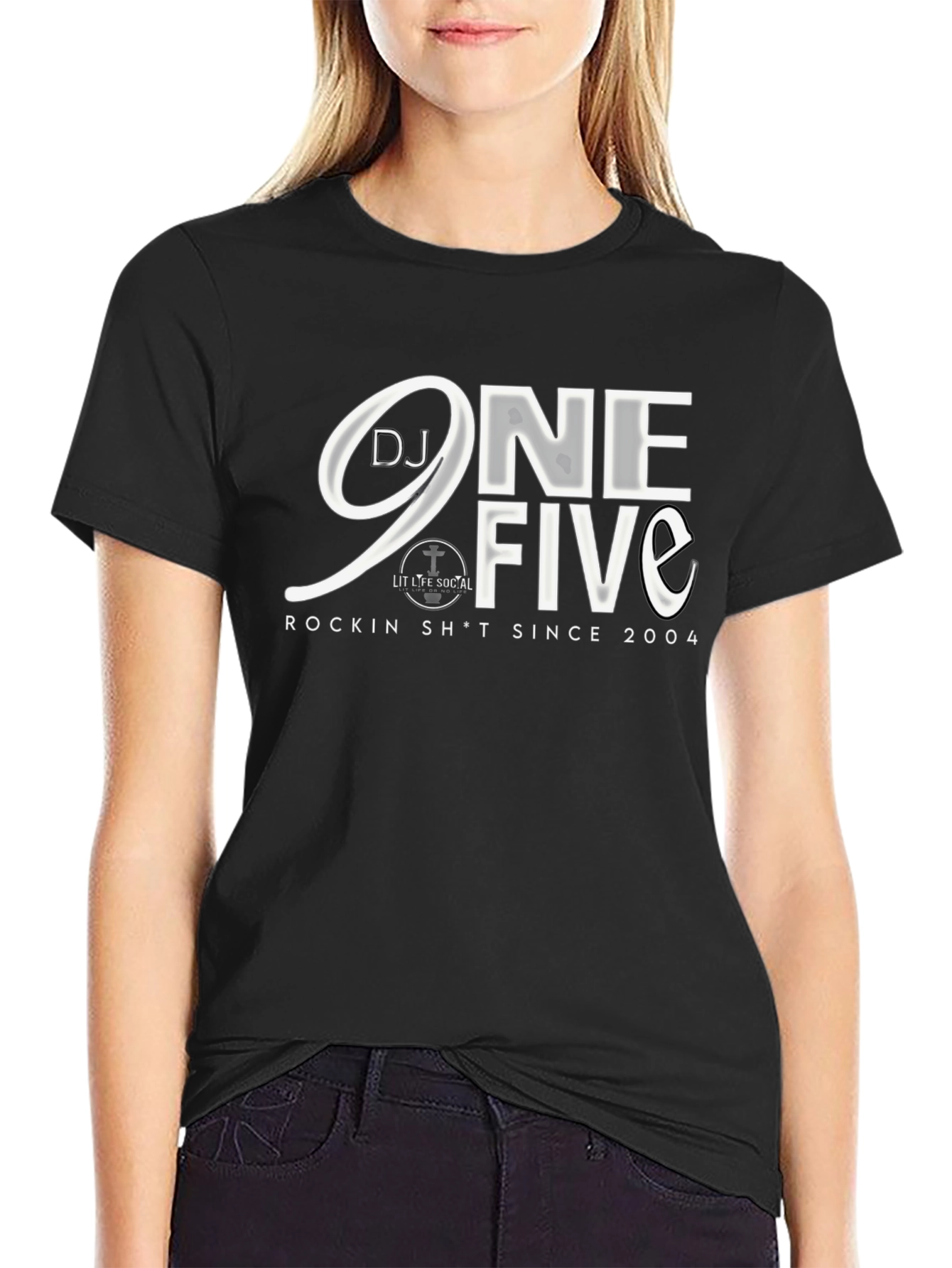 DJ 9ne Five Black Graphic Tee