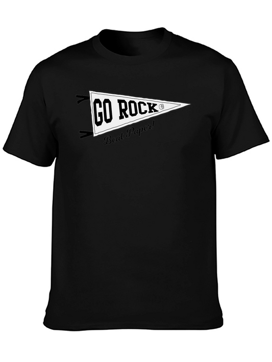 Go Rock Beat Paper! Black Graphic T-Shirt