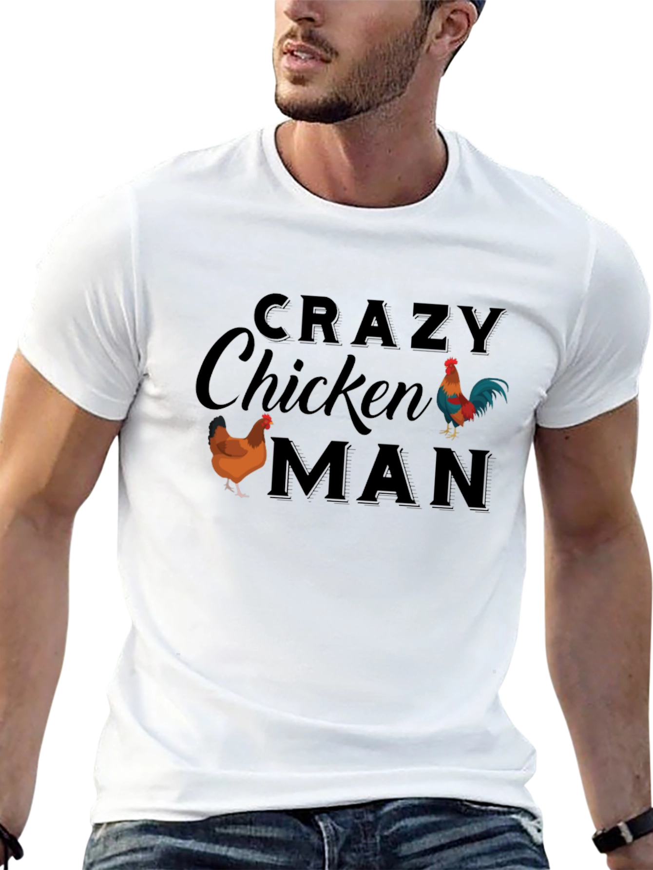 Crazy Chicken Man T-Shirt - Novelty Humor Tee