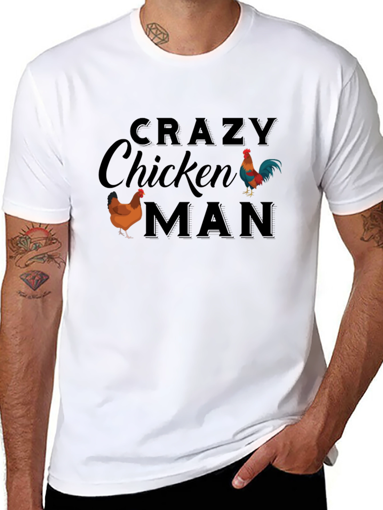 Crazy Chicken Man T-Shirt - Novelty Humor Tee
