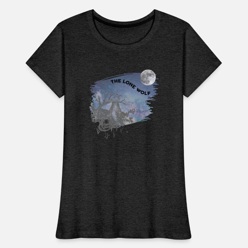 The Lone Wolf Drawing on Night Sky Rustic Letters