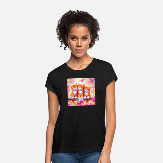 Three Adorable Kittens in Cherry Blossoms