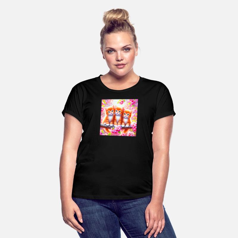 Three Adorable Kittens in Cherry Blossoms