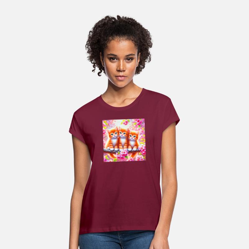 Three Adorable Kittens in Cherry Blossoms