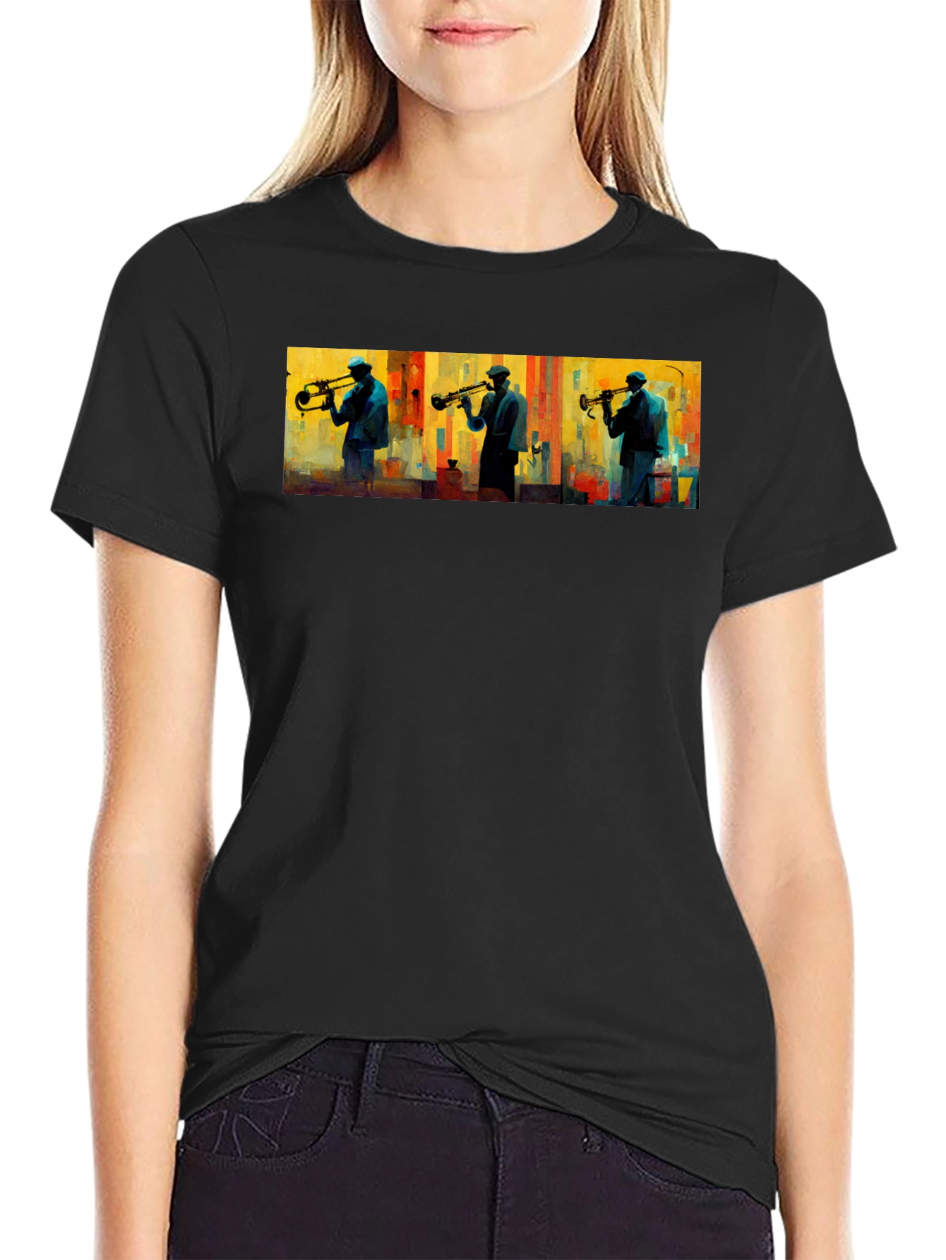 Jazz Trumpet Player Graphic Tee - Black