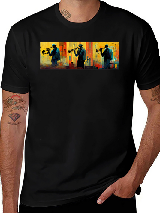 Jazz Trumpet Player Graphic Tee - Black