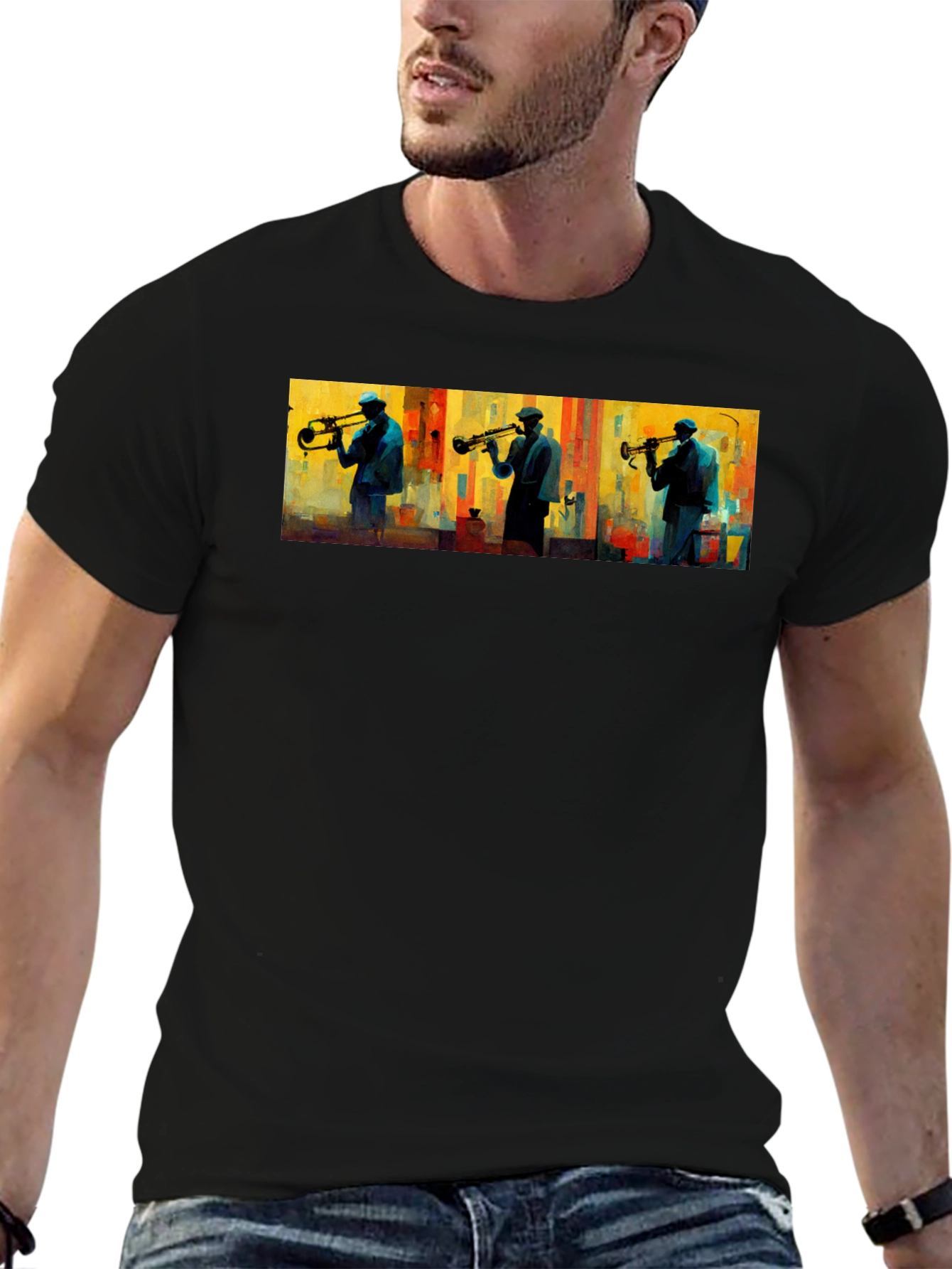 Jazz Trumpet Player Graphic Tee - Black