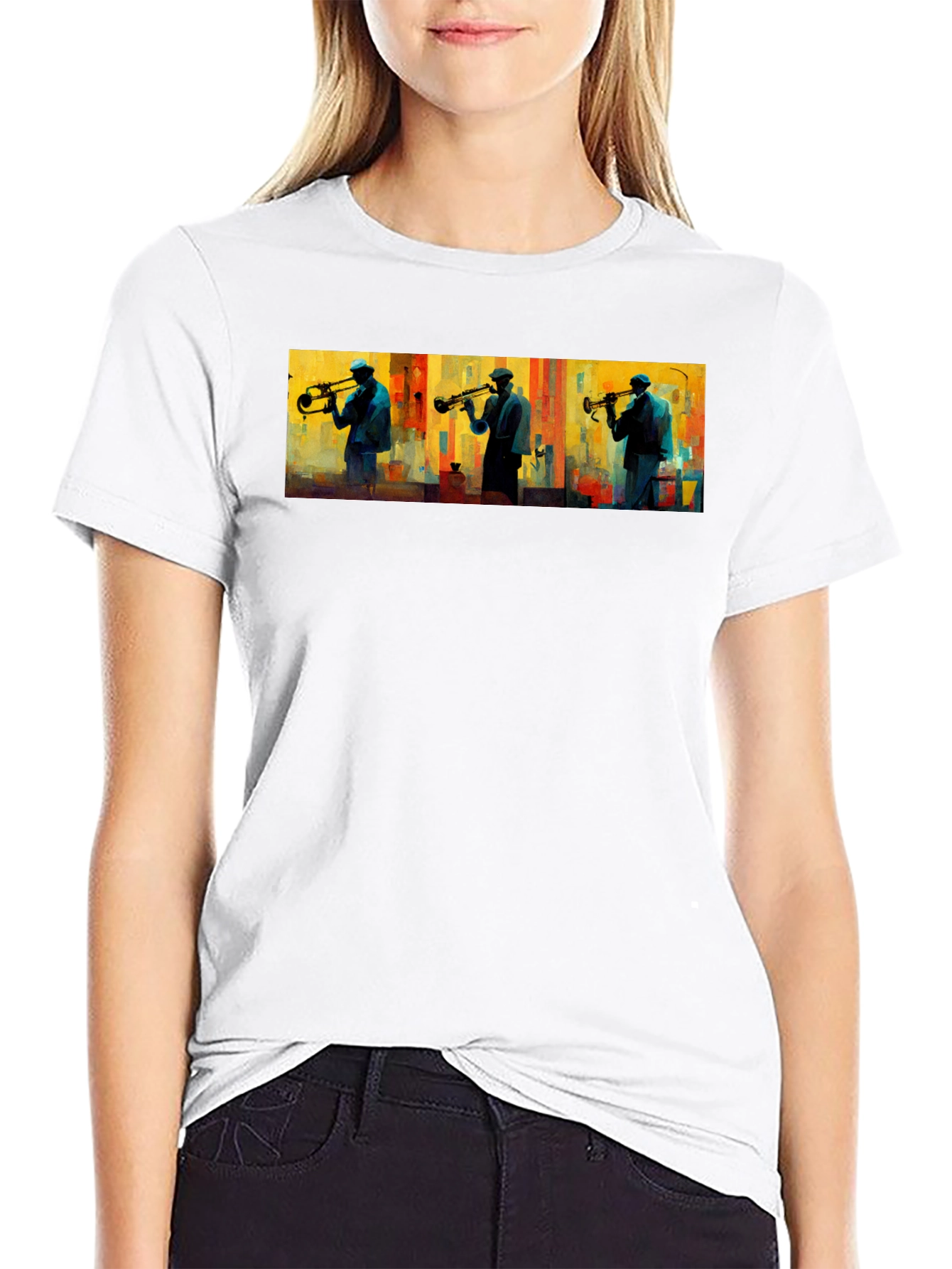 Jazz Trumpet Player Graphic Tee - Black