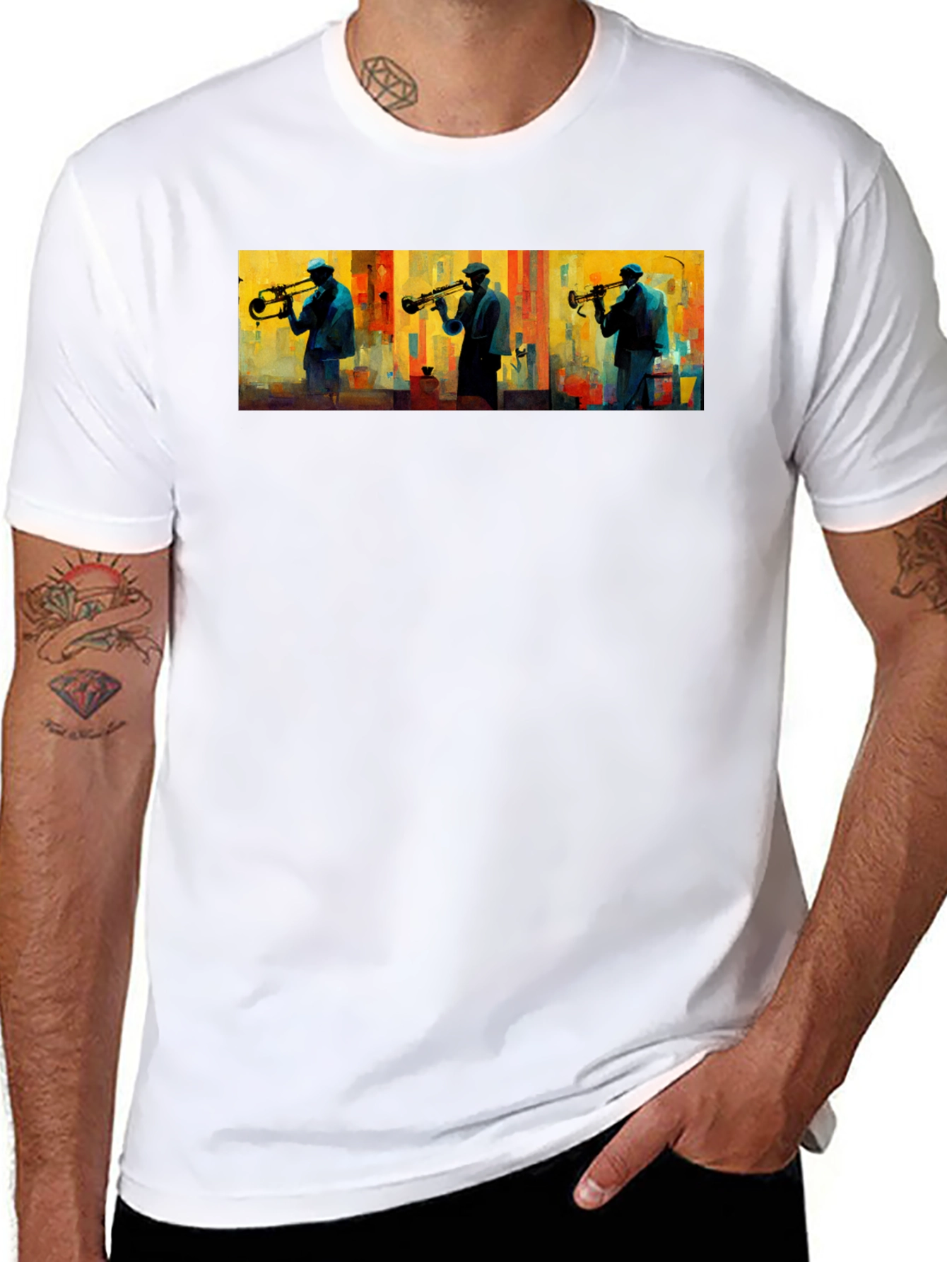 Jazz Trumpet Player Graphic Tee - Black