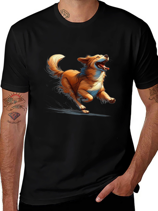 Happy Dog Graphic Tee - Black Cotton Blend Comfort