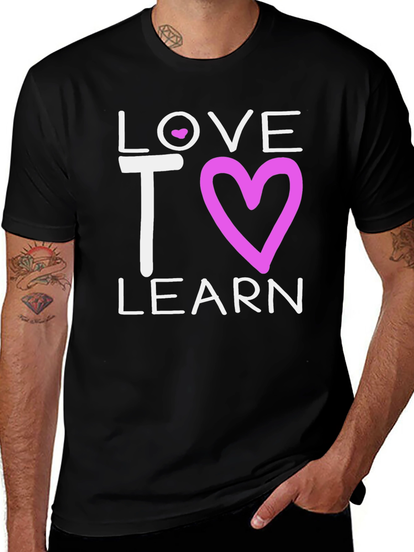 Love to Learn T-Shirt - Black with Heart Design