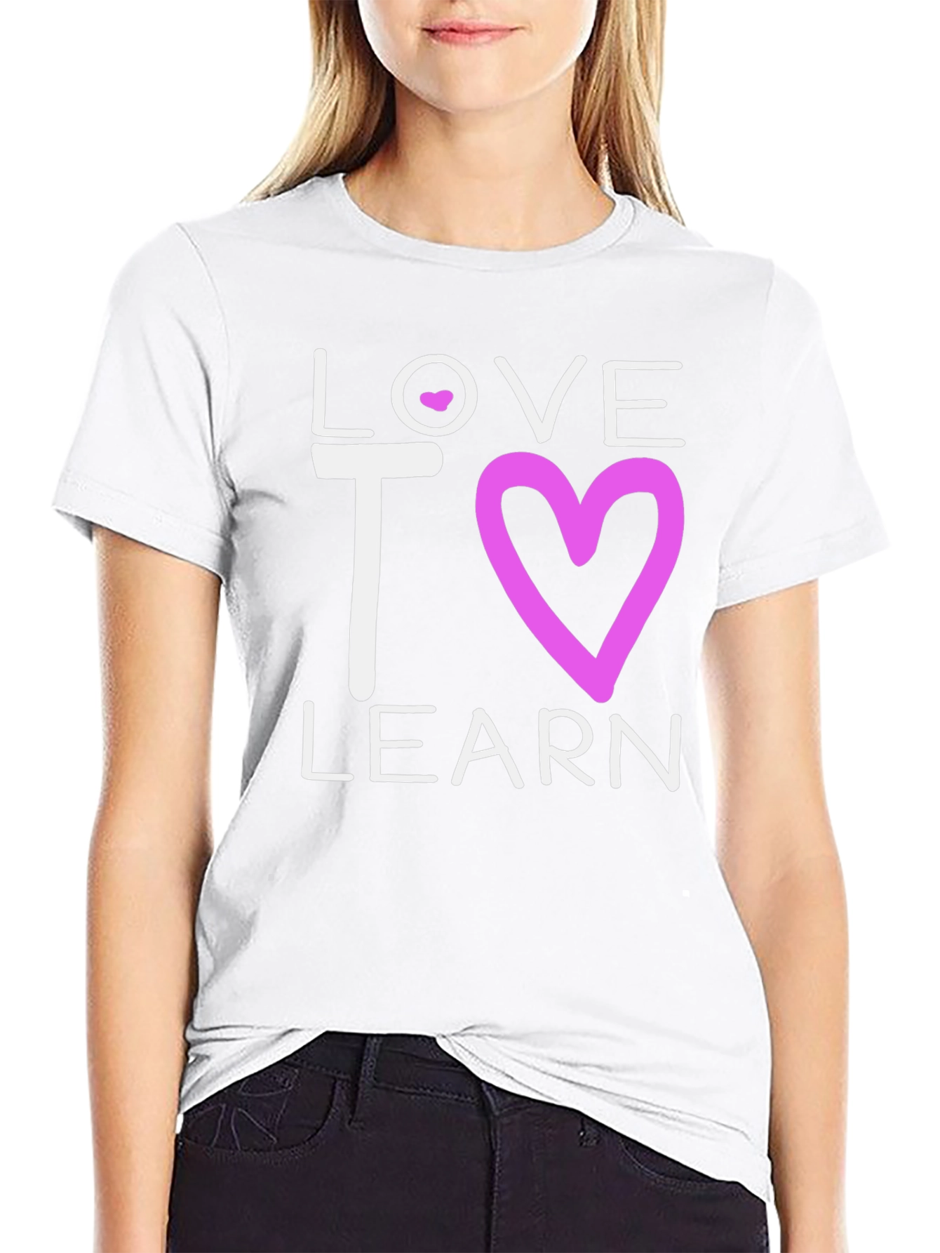 Love to Learn T-Shirt - Black with Heart Design