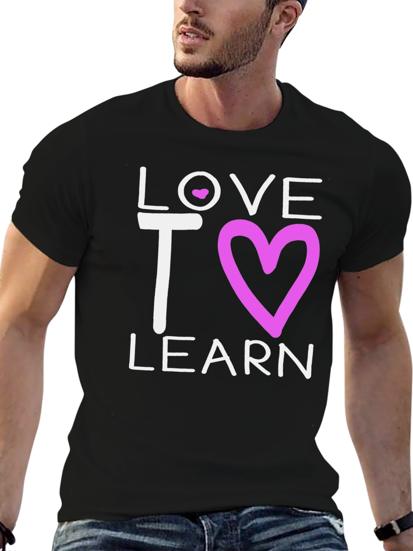 Love to Learn T-Shirt - Black with Heart Design