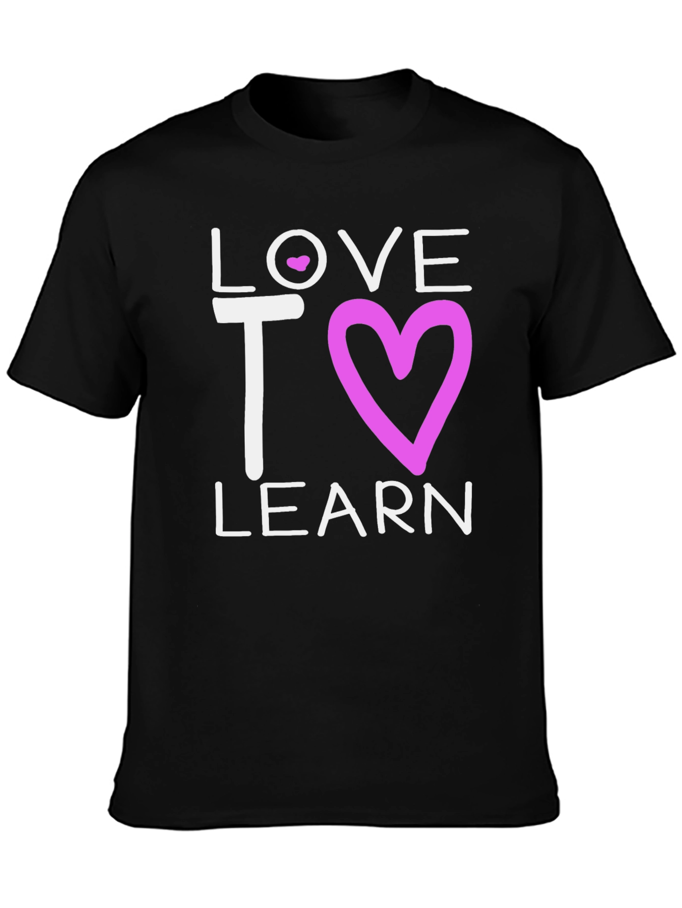 Love to Learn T-Shirt - Black with Heart Design
